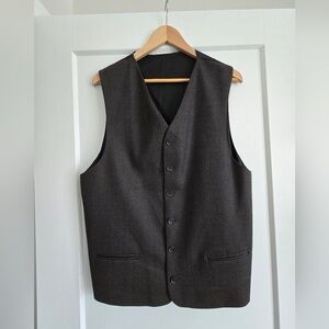 Classic Mens Grayblack Button-Up Suit Vest 42 T  Wool